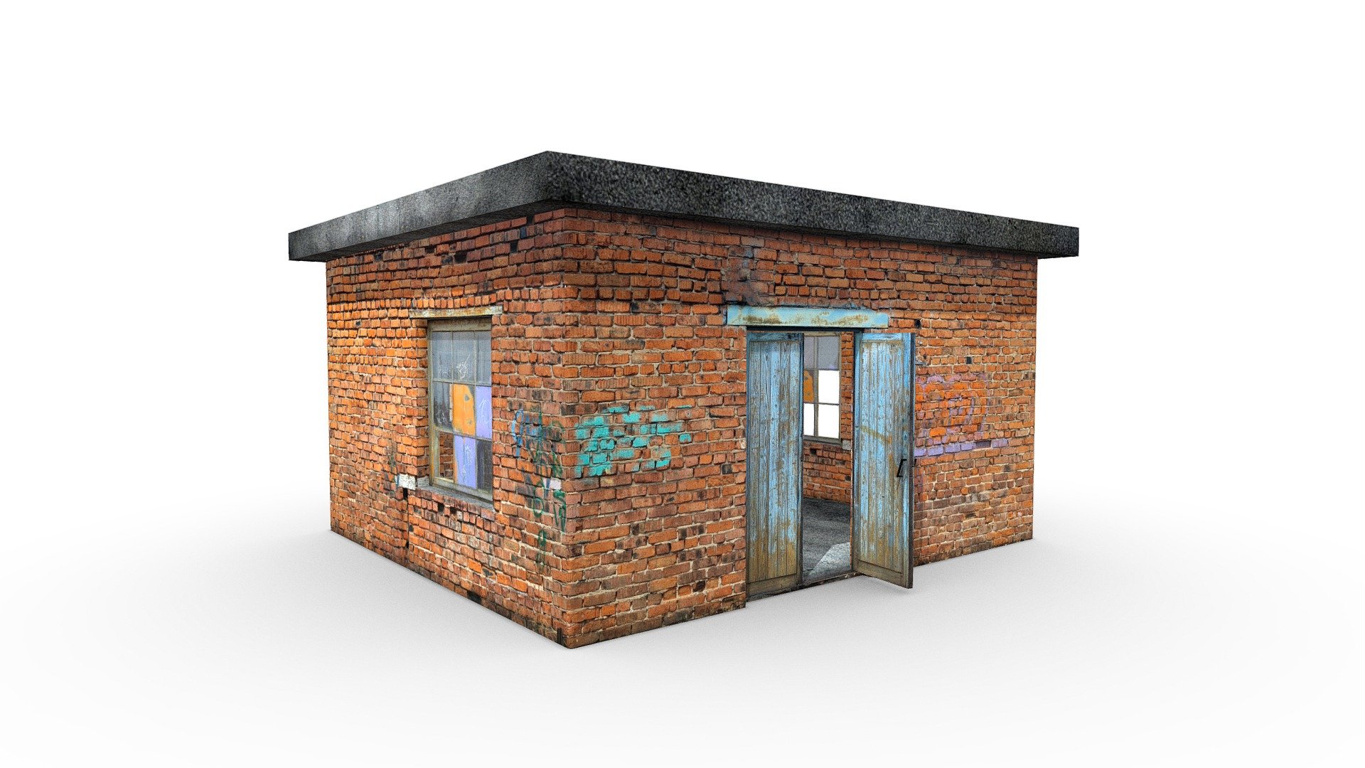 Old brick ihdustrial building 3d model