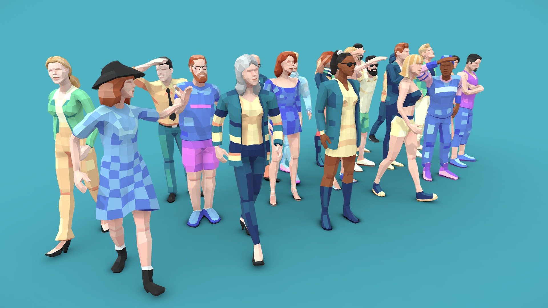 Downtown People Low Poly 3D Characters Pack 3d model