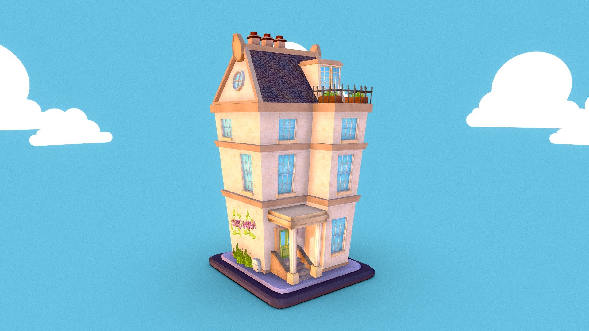 Low Poly Cartoon House 3d model