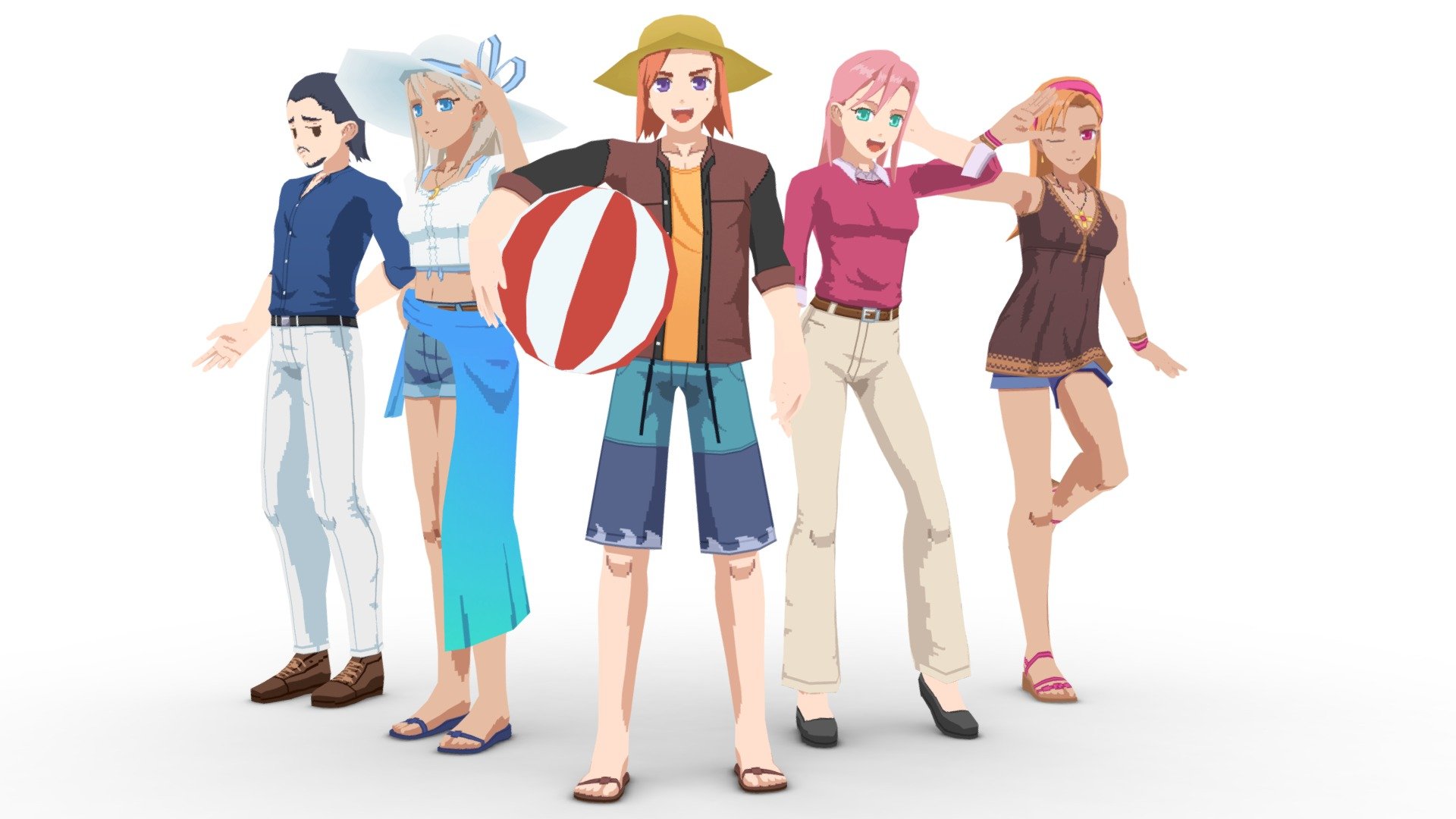 Anime Lowpoly Characters Pack 4 3d model