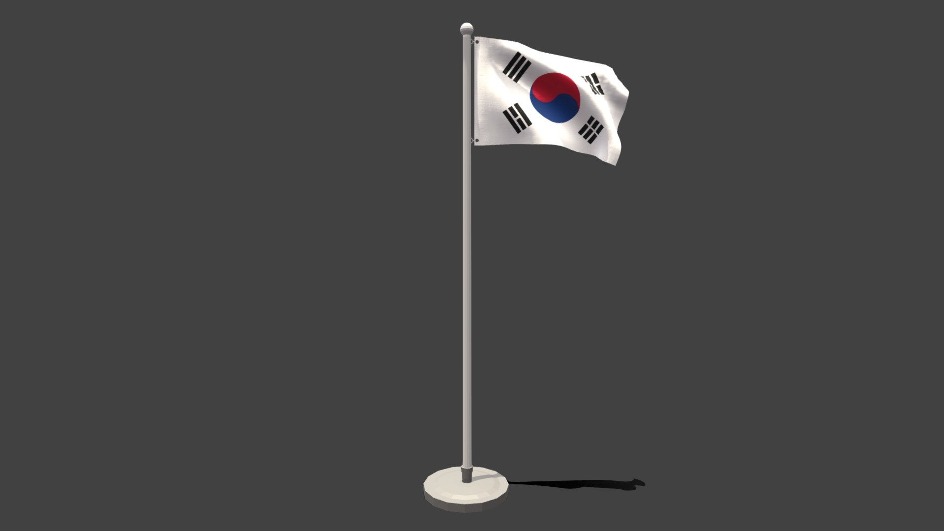 Low Poly Seamless Animated South Korea Flag 3d model