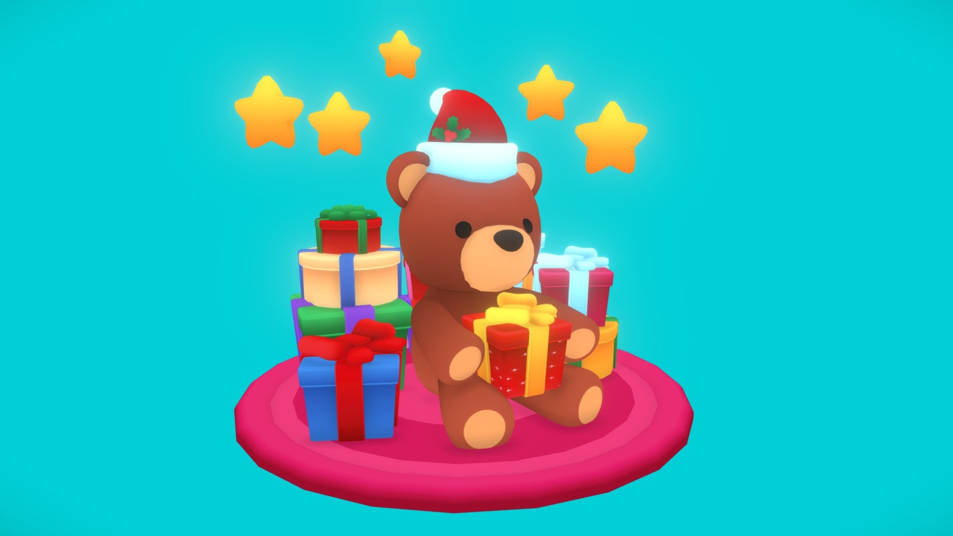 Teddy Bear. Merry Christmas 3d model