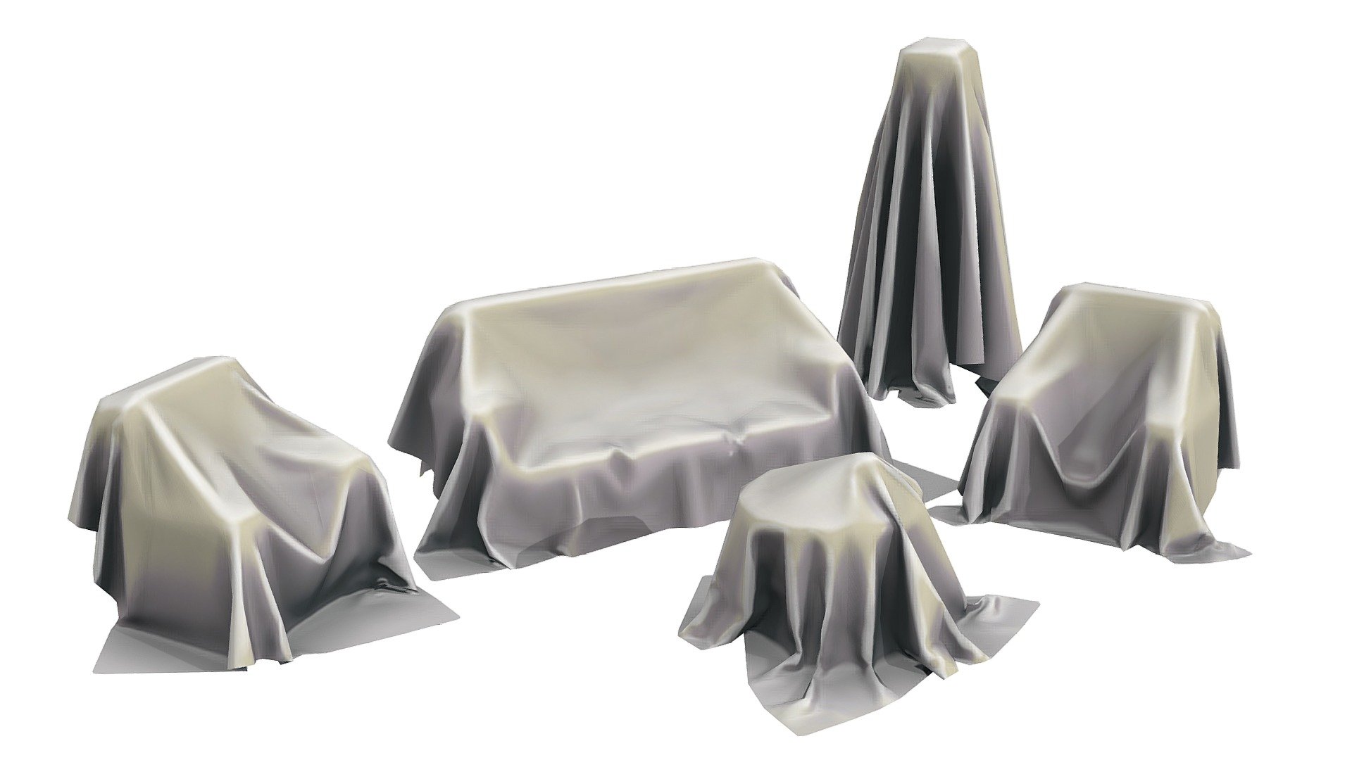 Furniture covered with a sheet 3d model