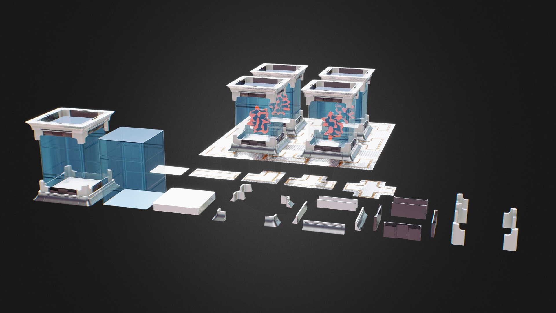 Laboratory Container and Modular Parts 3d model