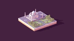 Cartoon Low poly Taj Mahal Temple