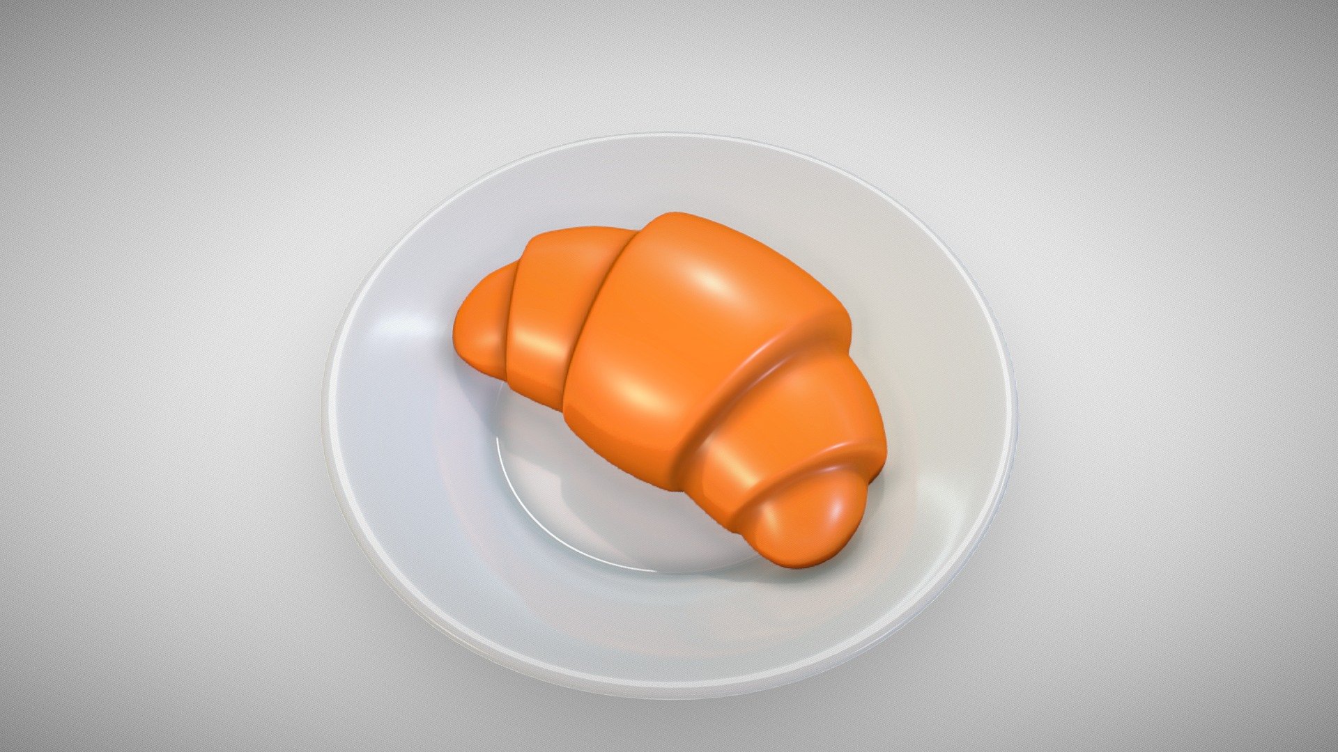 French Croissant on the plate (cartoon) 3d model