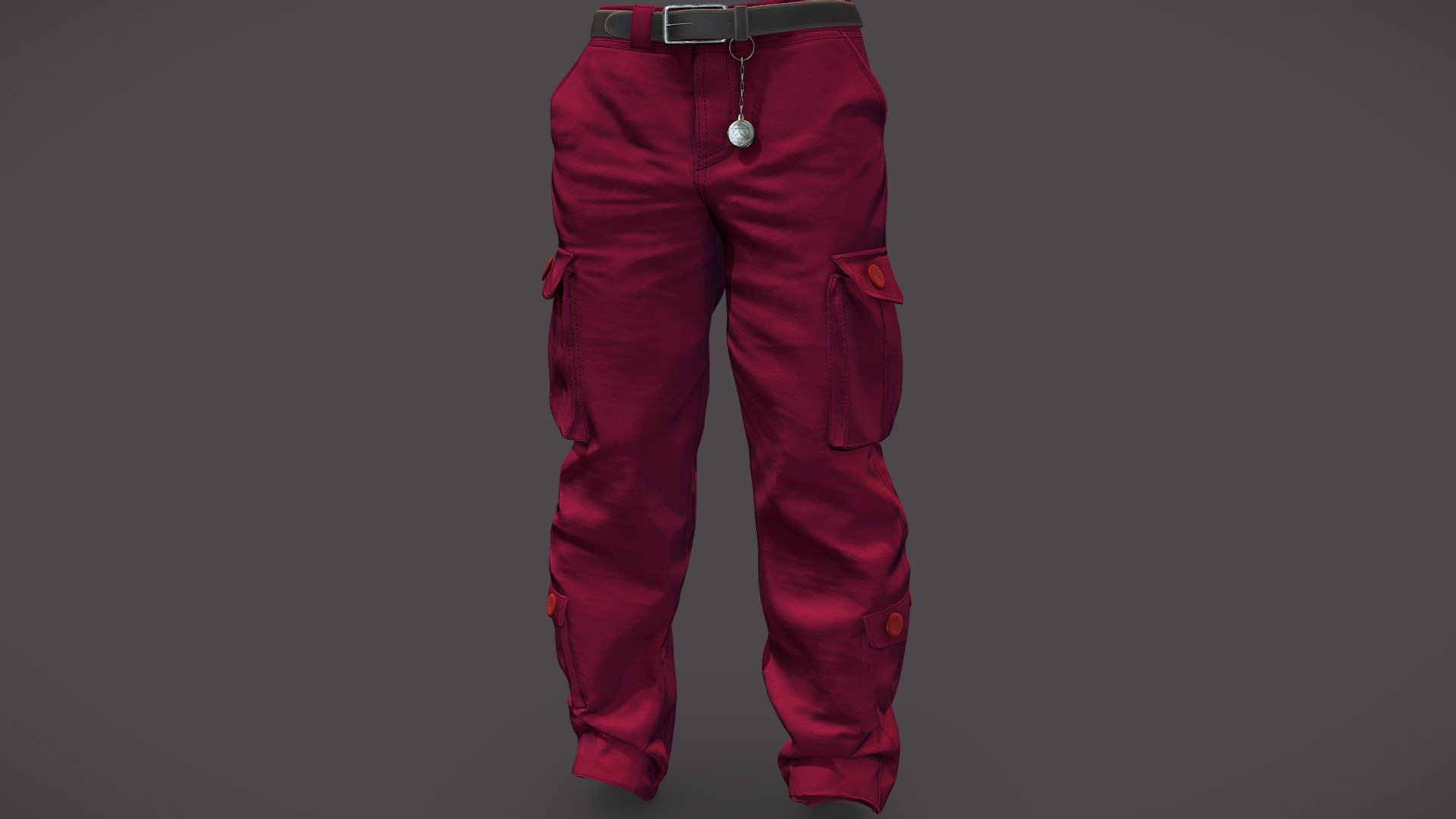 Female Red Baggy Cargo Pants 3d model