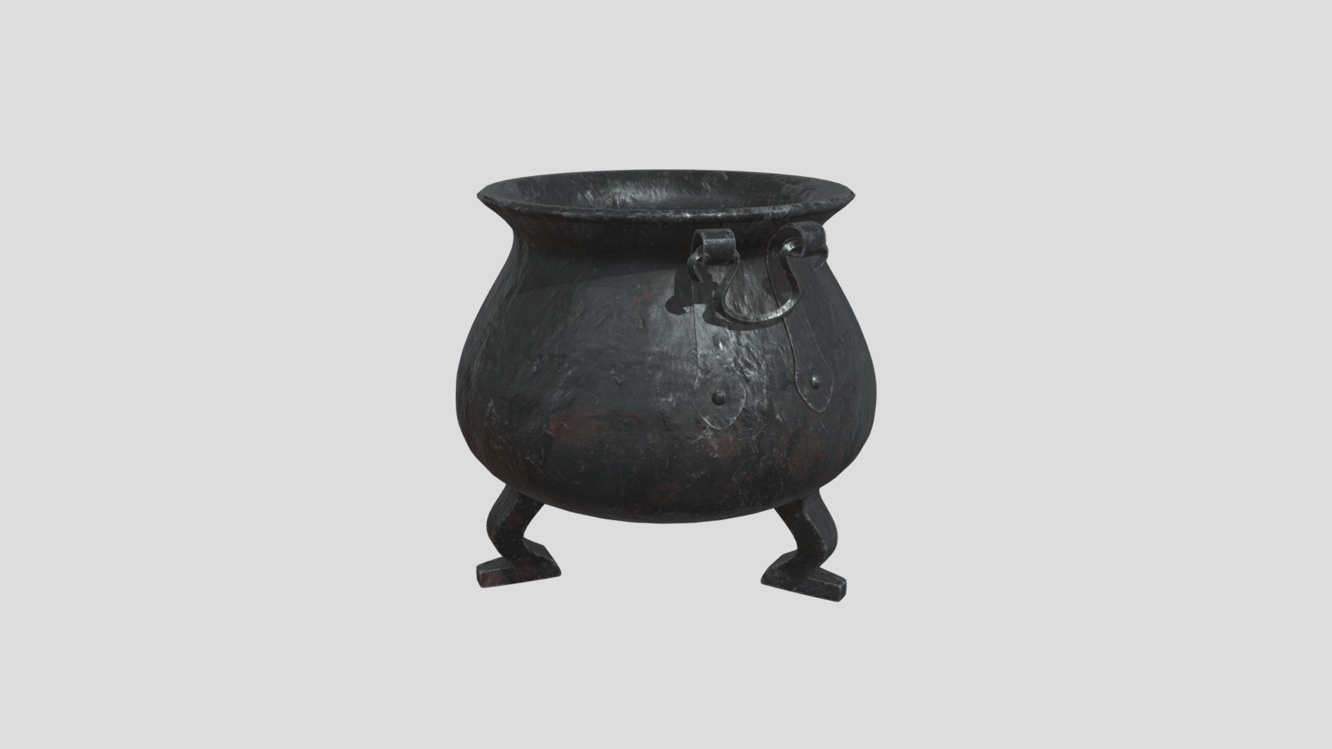 Forged Iron Cauldron with 4K Textures 3D model 3d model