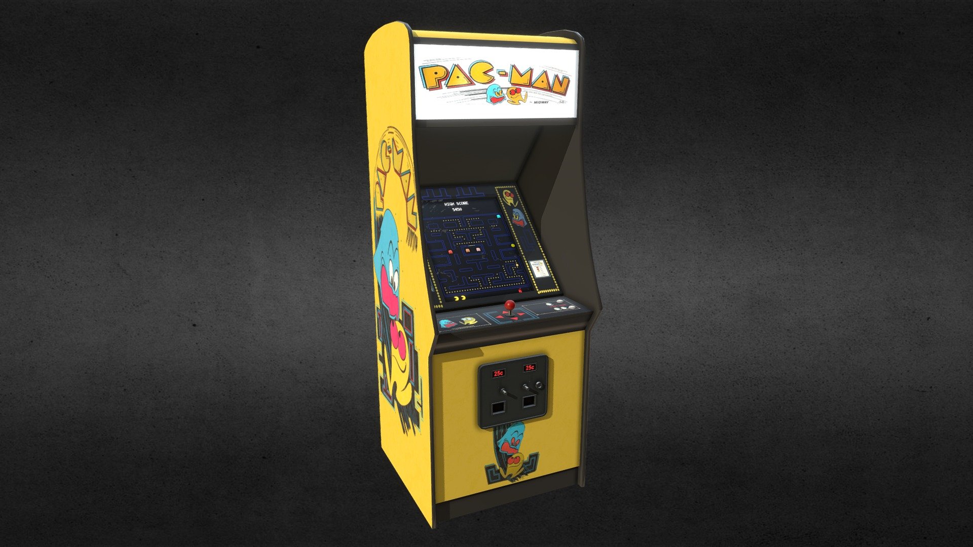 Pacman Arcade + animation 3d model