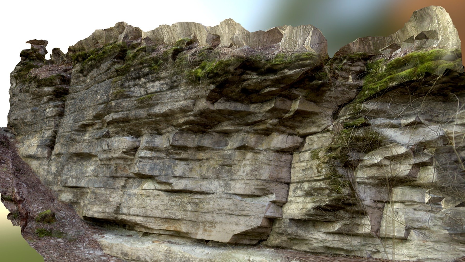 layered rock formation 3d model