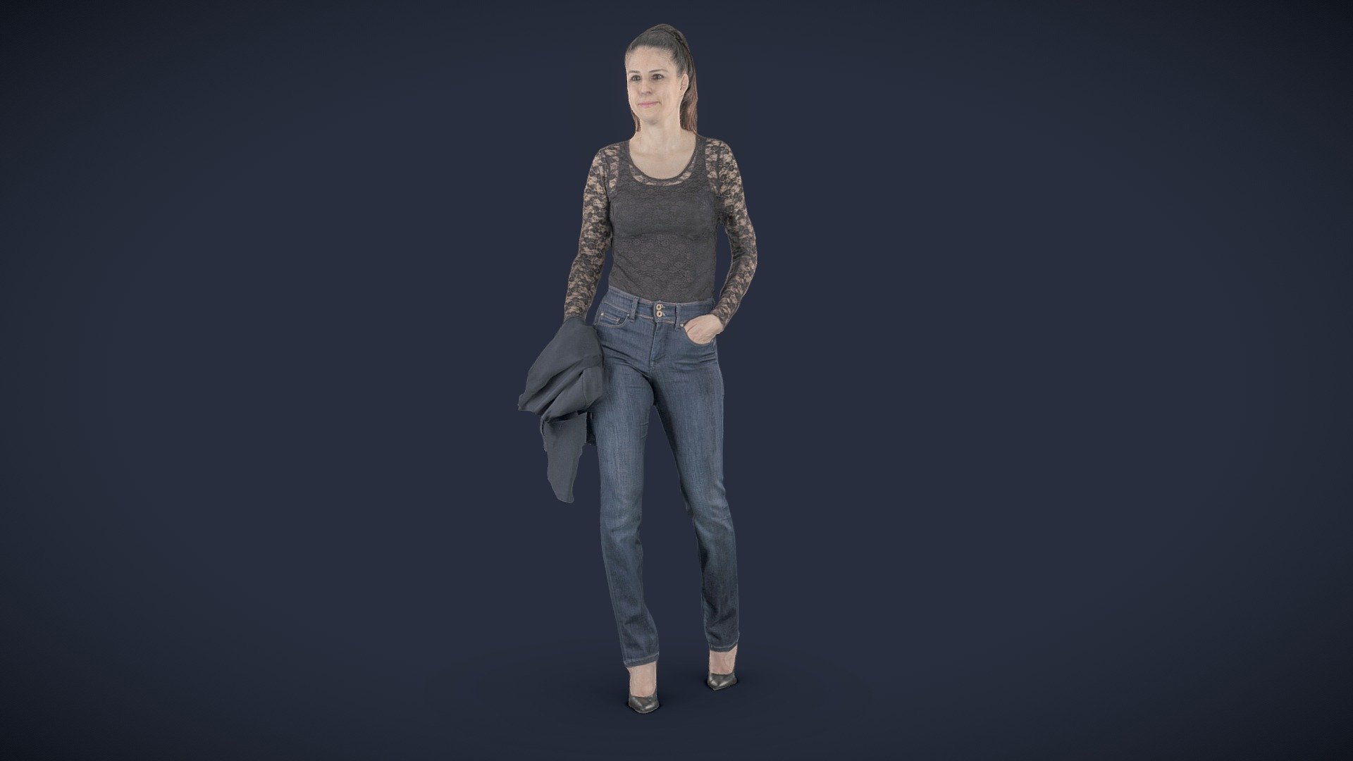 Walking business woman with suit 3d model