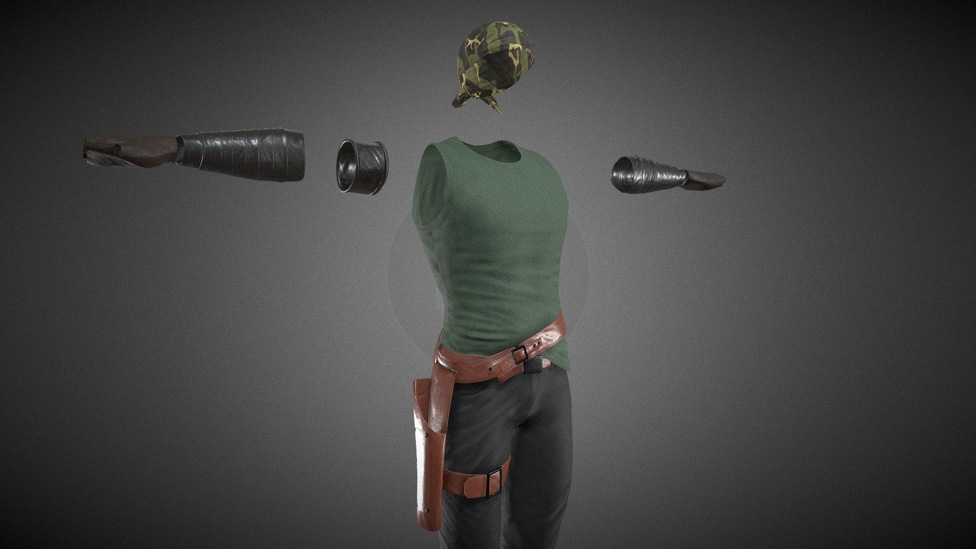 Male Gangster Outfit 3d model