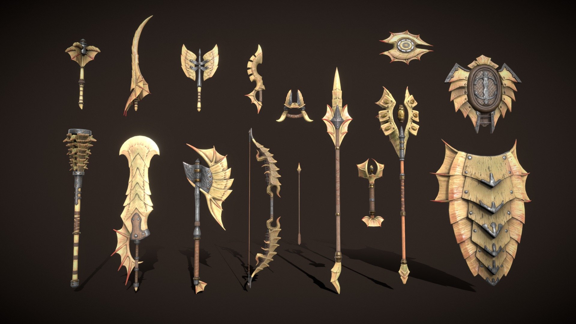 Fantasy Weapon Chitin set 3d model