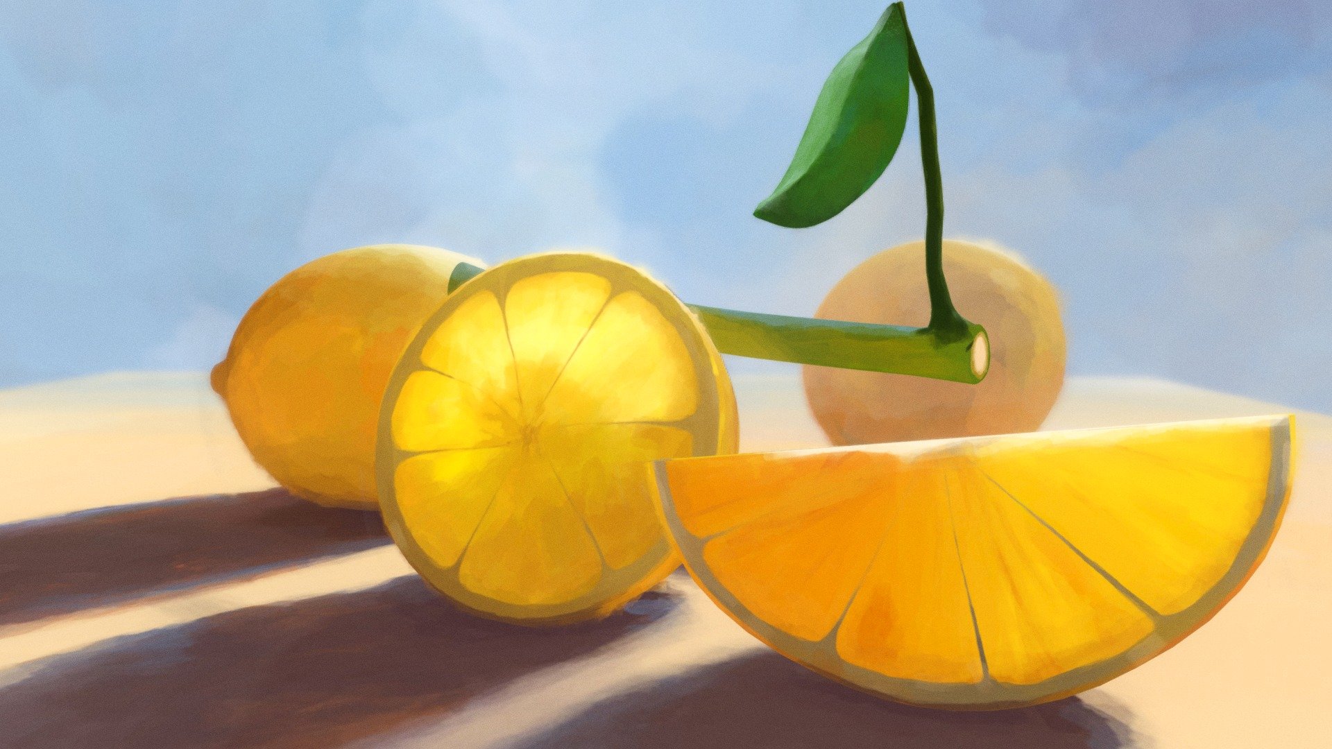 Handpainted lemons 3d model