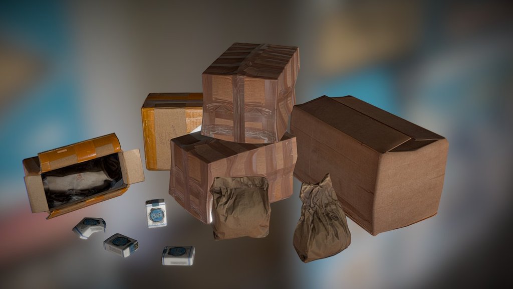 Cardboard Boxes Set3 3d model