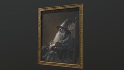 Old Portrait Painting of Wizard