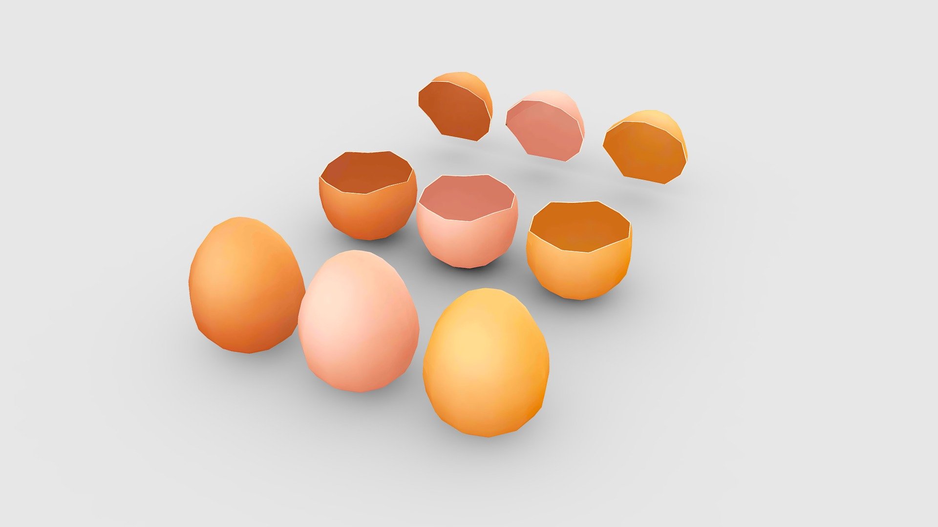 Cartoon eggs 3d model