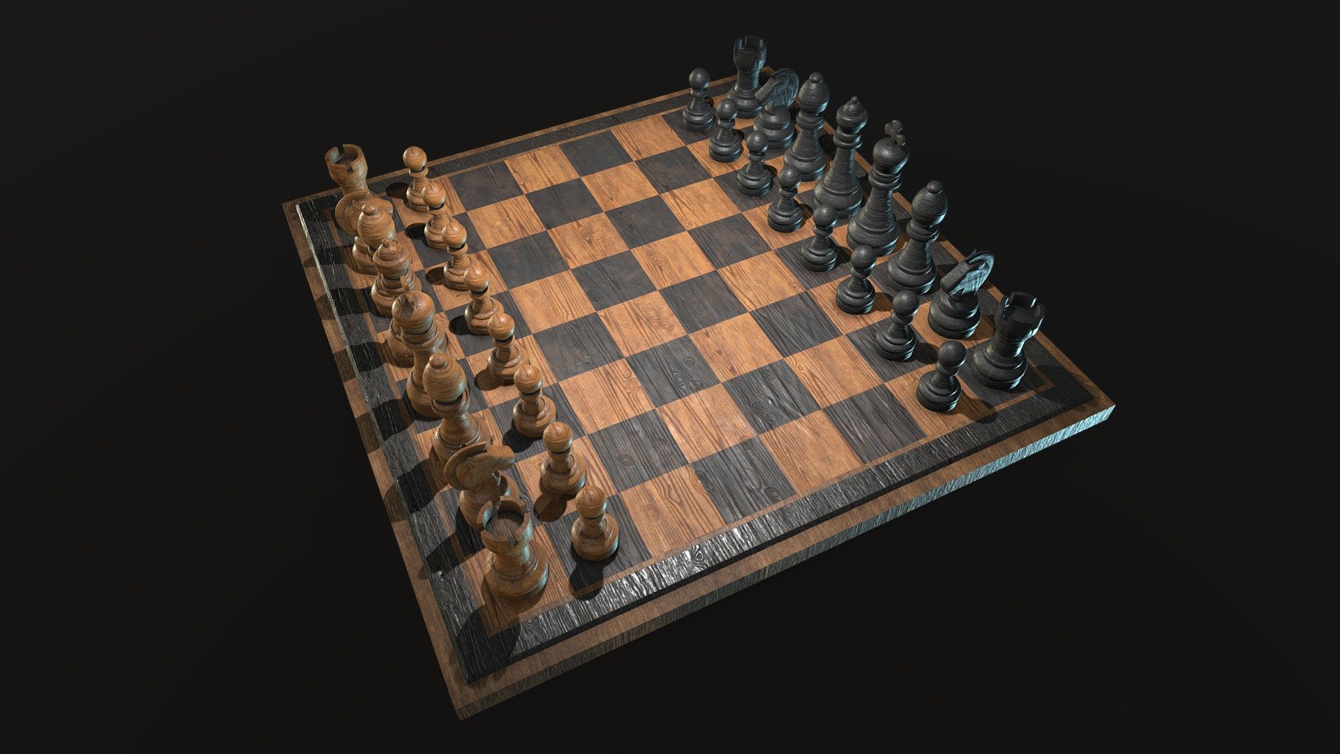 Chess Full Set (low poly) 3d model