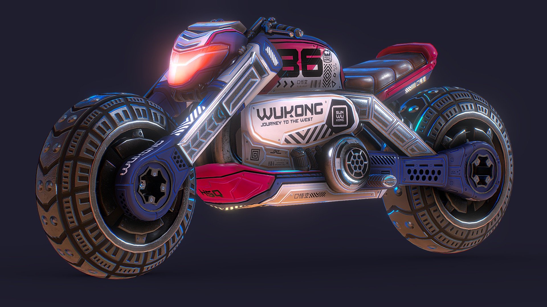 Lowpoly Cyberpunk Motorcycle 3d model