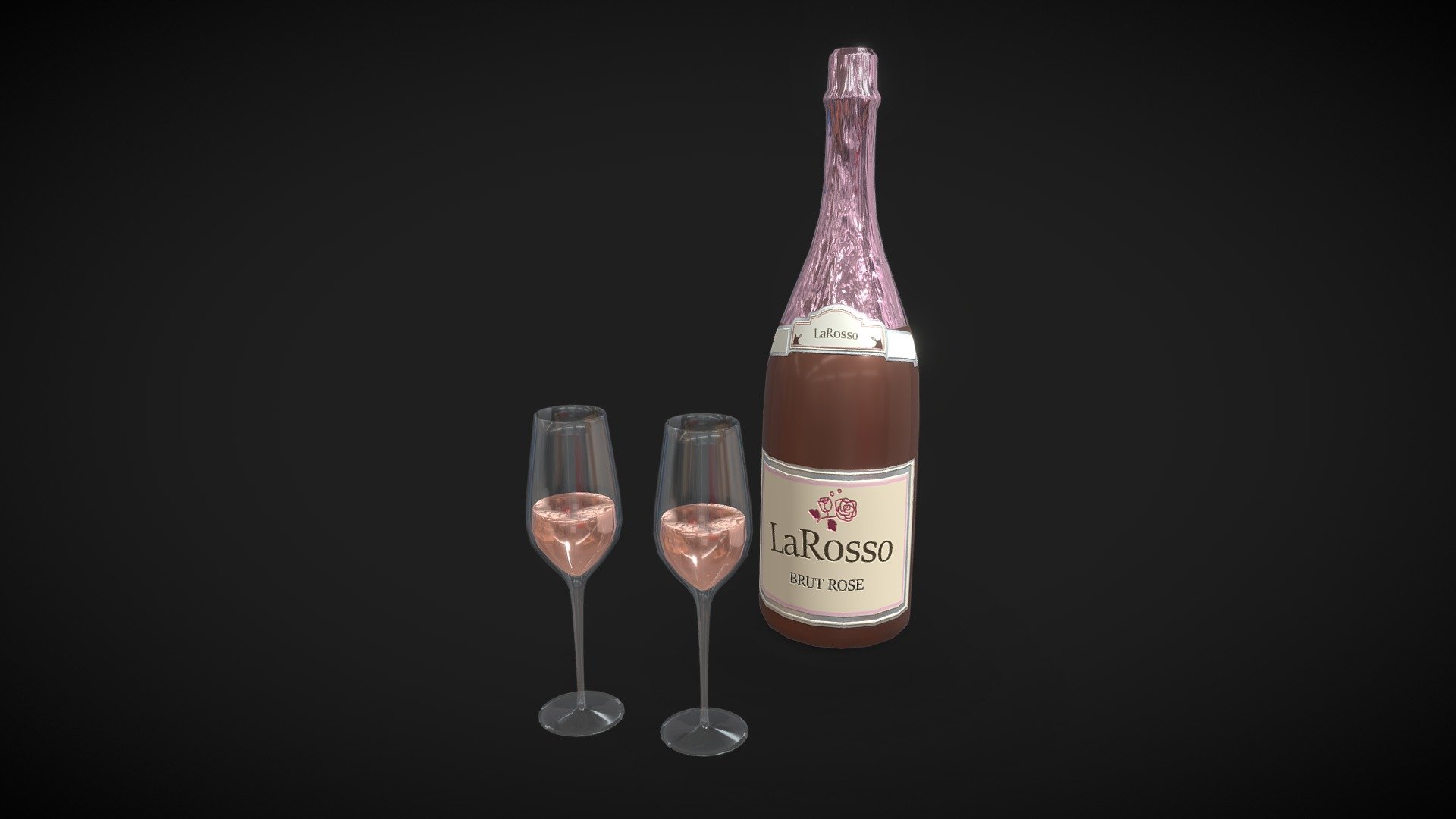 Champagne with glasses 3d model