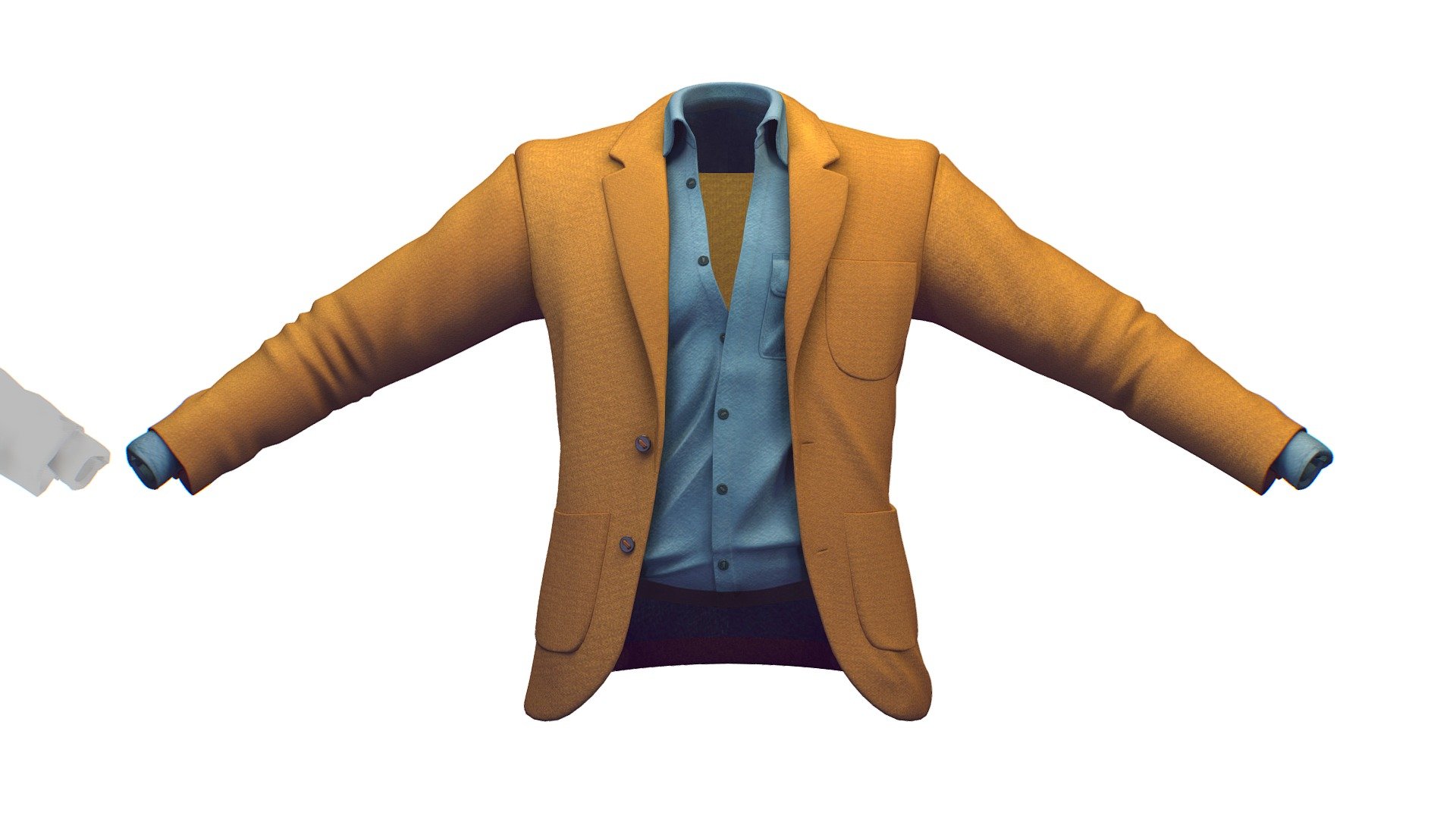 Cartoon High Poly Subdivision Blue Shirt Jacket 3d model