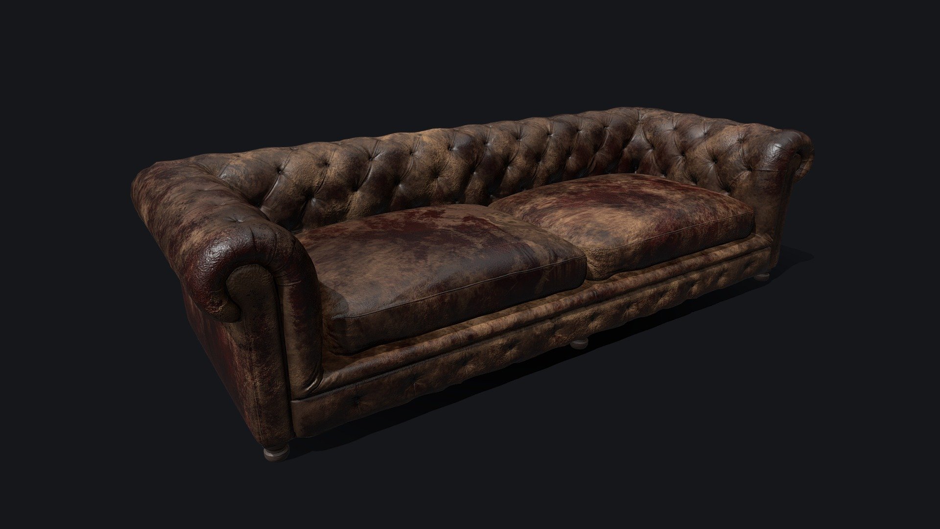 Old Dirty Chesterfield Sofa 3d model