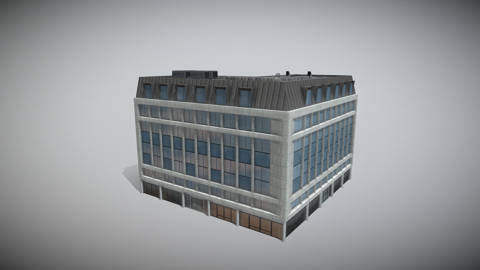 Low rise wall to wall office building 3d model