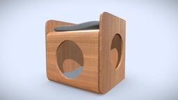 Wooden Pouf Bed Pet