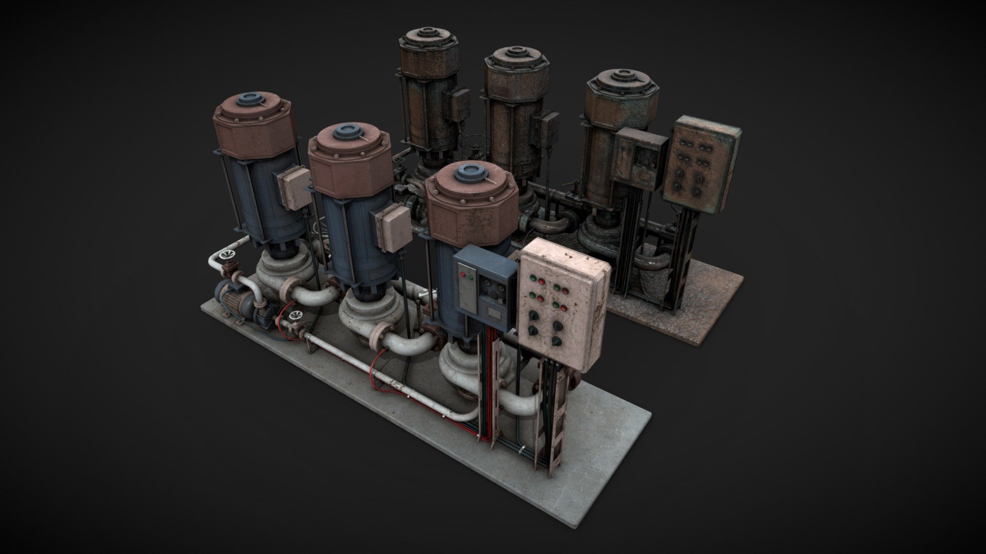 Industrial pump station 3d model