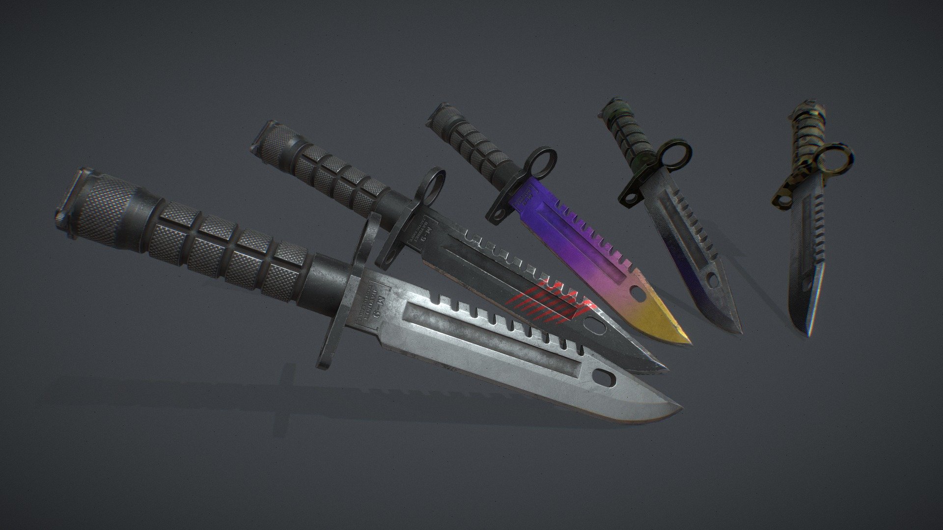 M9 Bayonet Knife Set 3d model