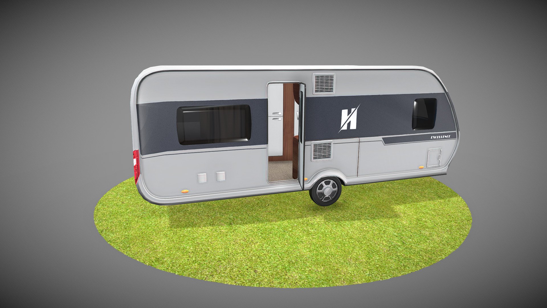 Campervan Caravan Trailer Interior and Exterior 3d model