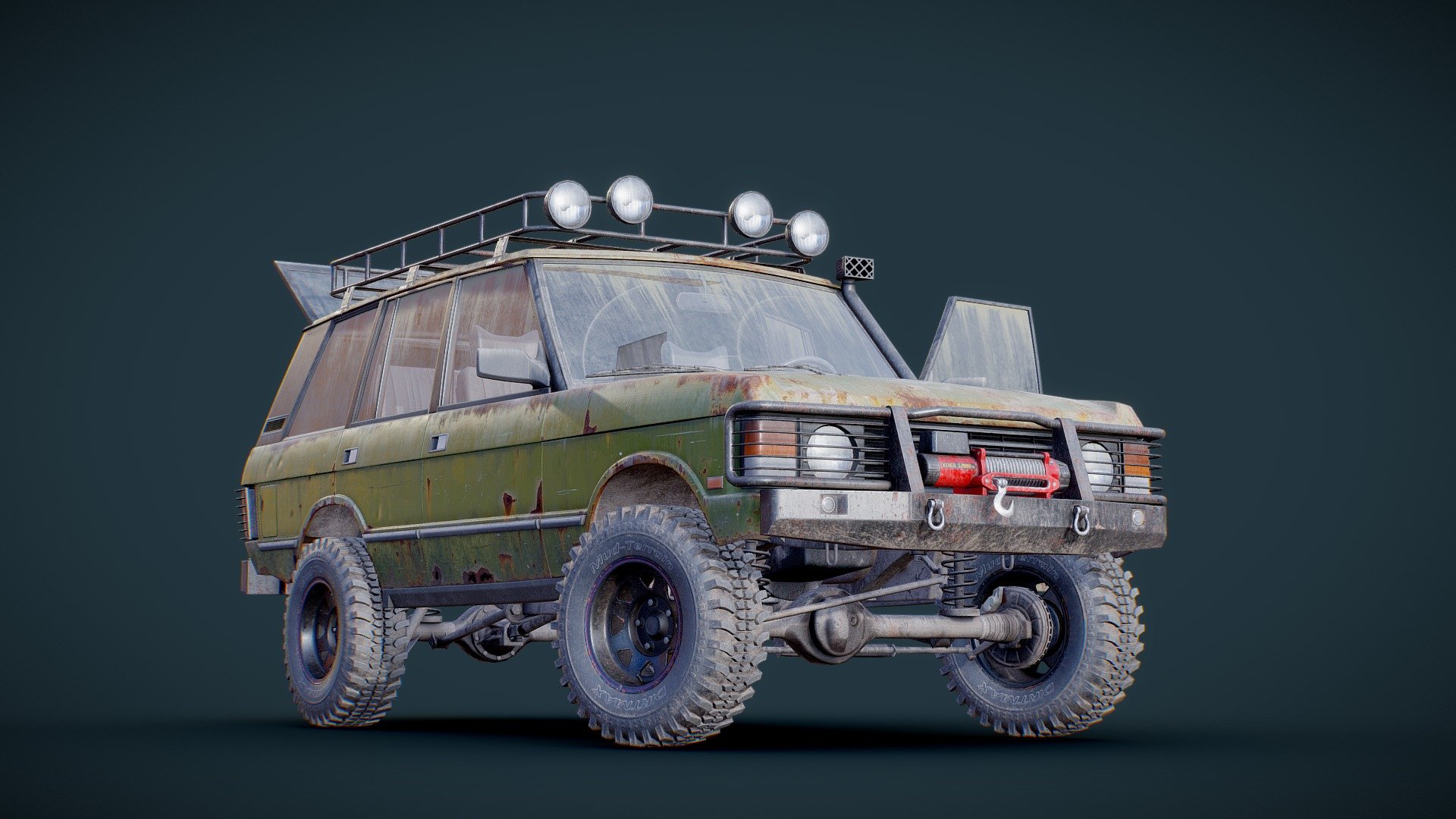 80s SUV (offroad rusty version) 3d model