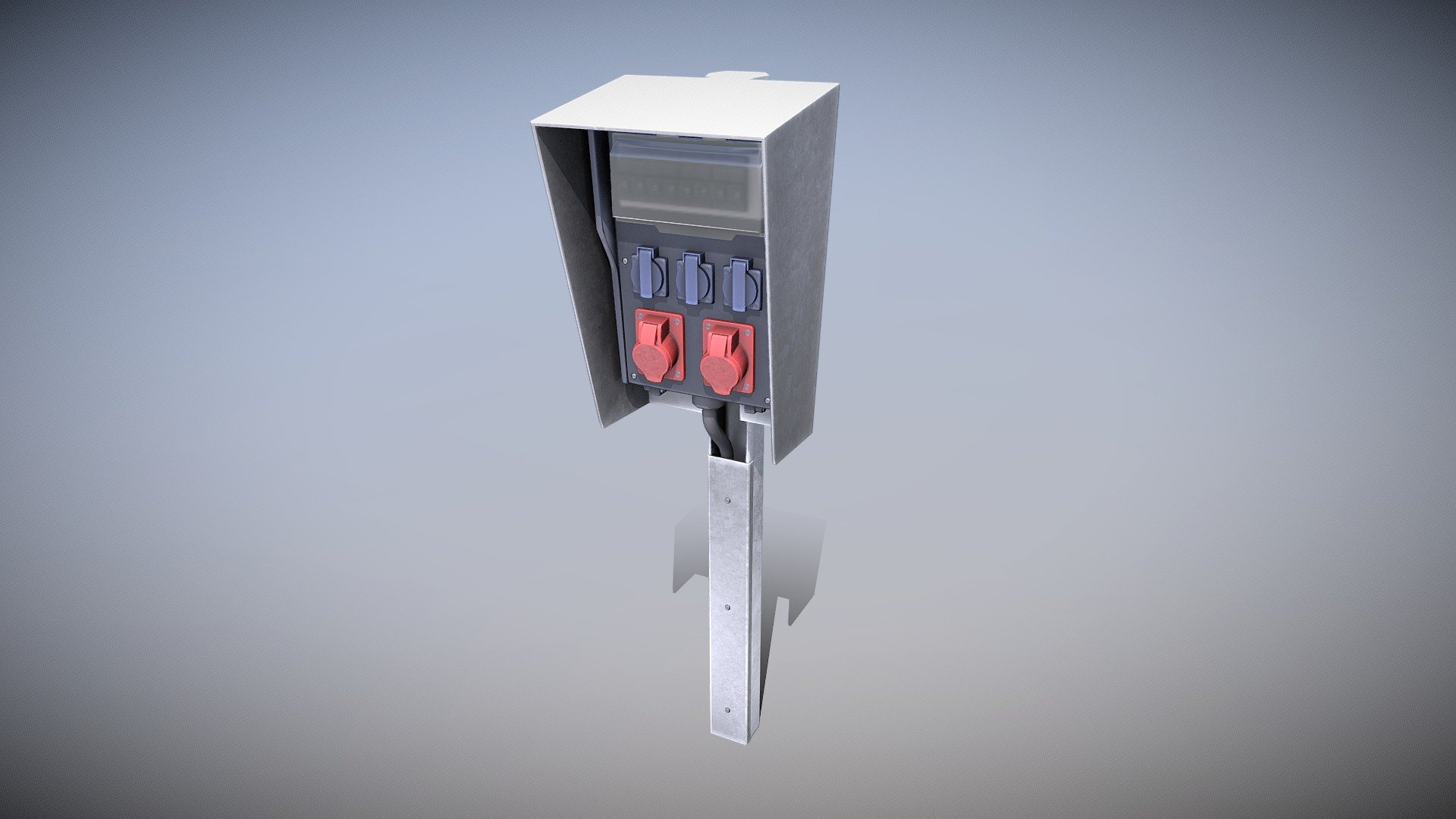 Industrial Distribution Socket Box (Low-Poly) 3d model