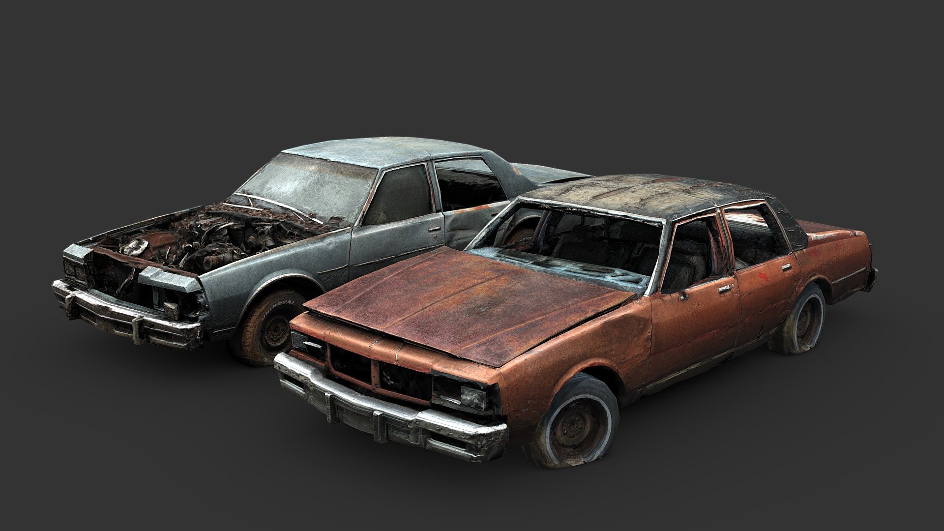 Abandoned 80s Sedans 3d model