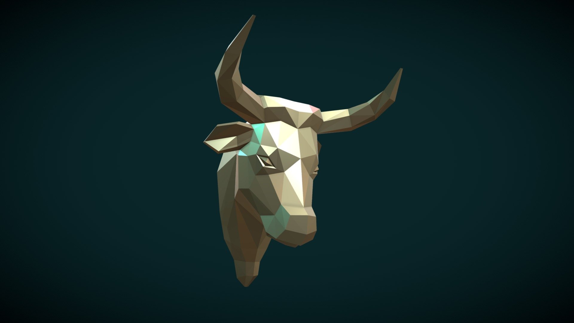 Bull  Head low Poly 3d model