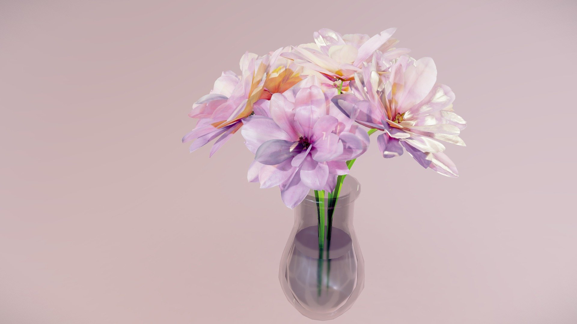 Magnolia in a vase 3d model