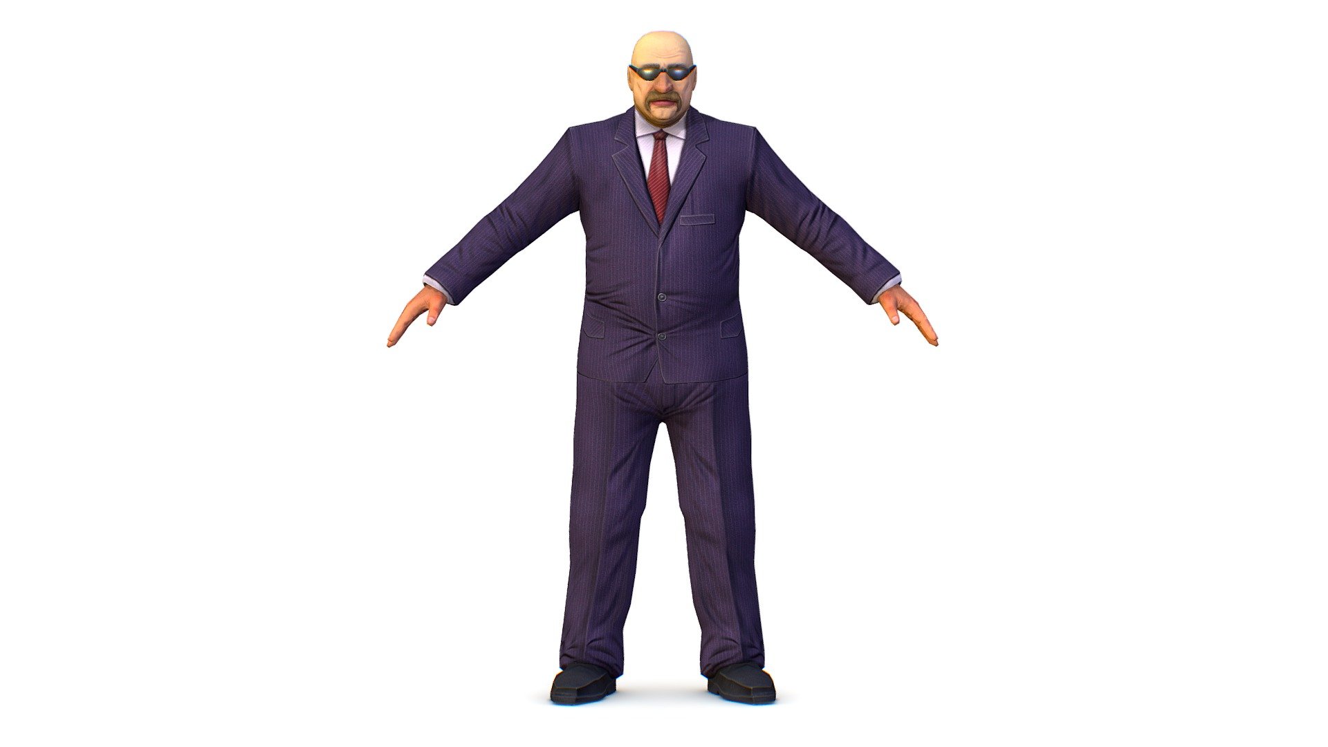 LowPoly Man Body Boss Jacket Suit 3d model