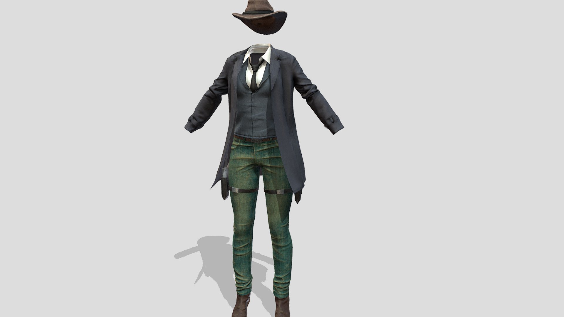 $AVE Full Female Western Outfit 3d model