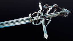 Floral Hilt Sword Lowpoly Game Model