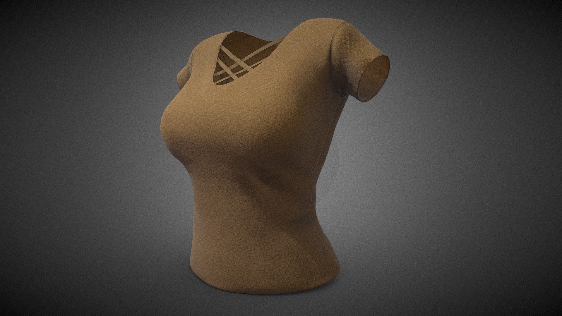 Female Brown T-Shirt Style 1 3d model