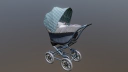 Baby stroller PBR, midpoly, game ready