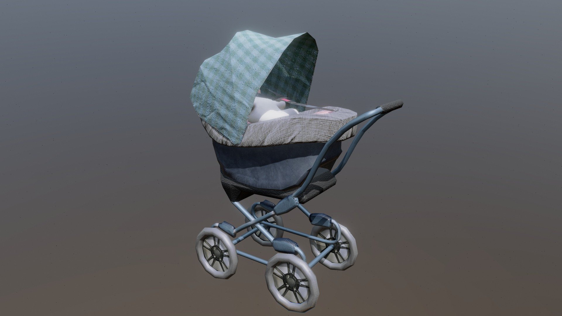 Baby stroller PBR, midpoly, game ready 3d model