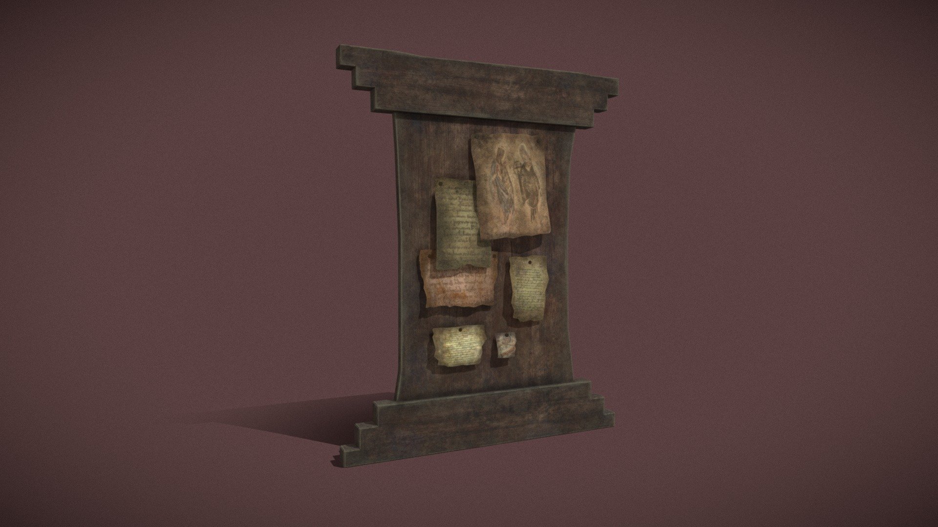 Worn Medieval Notice Board 3d model