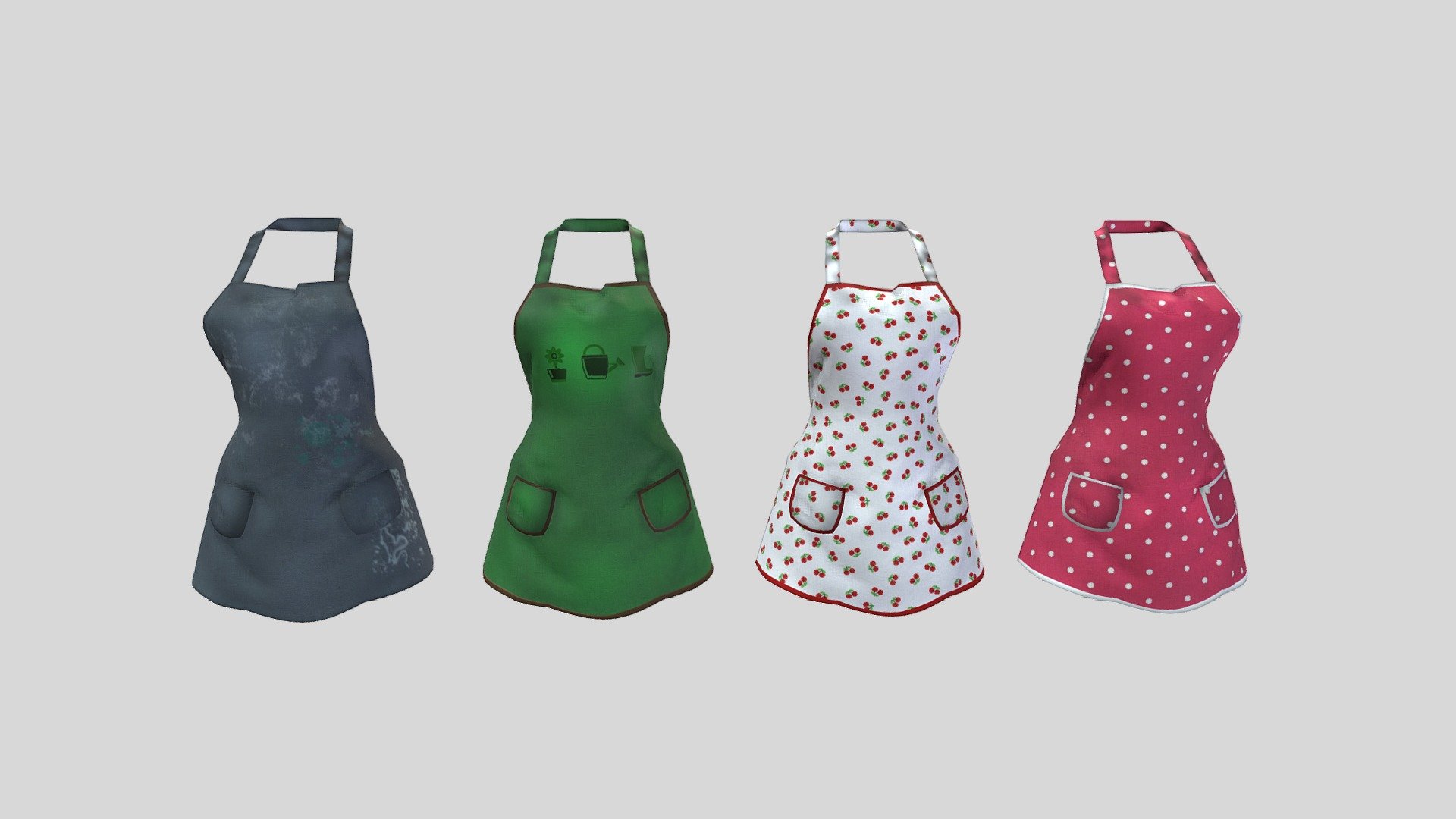 4 Female Aprons 3d model