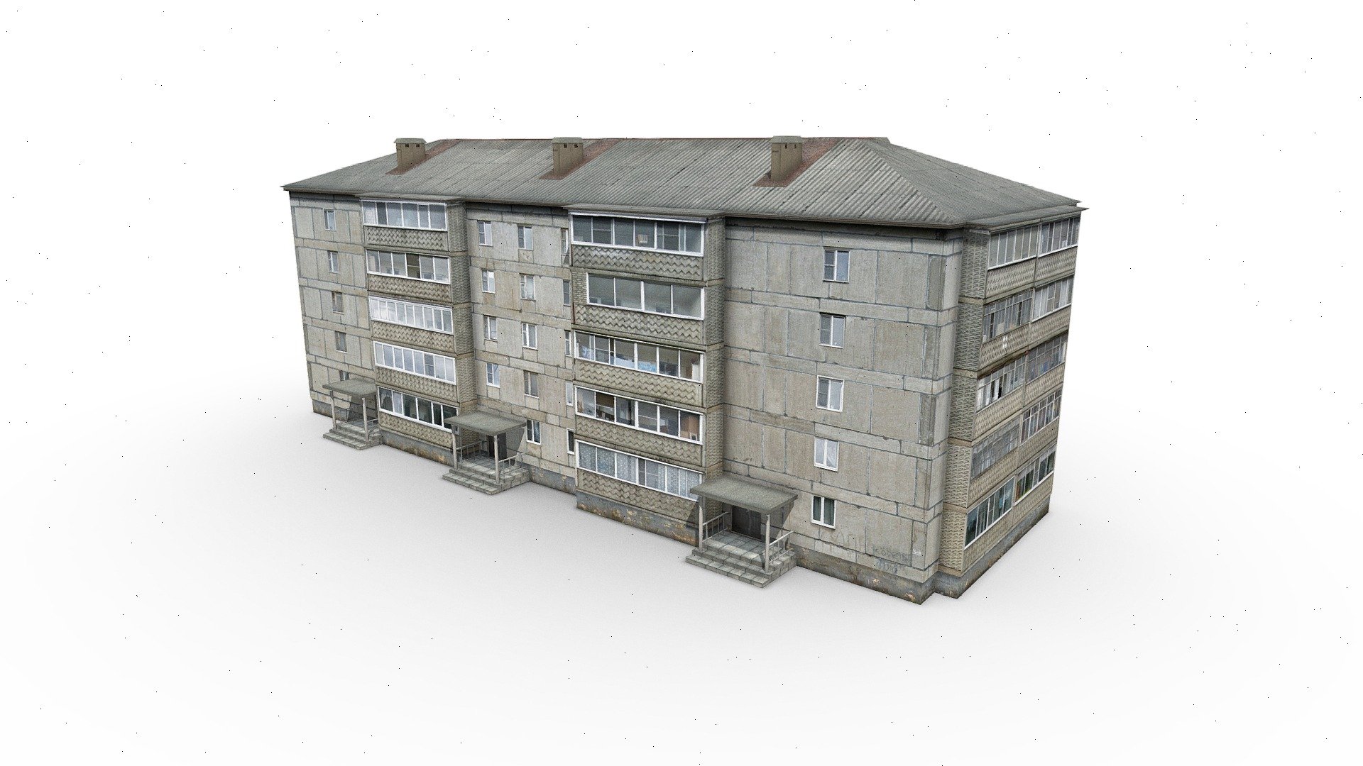 Five-storey Residential Building 3d model