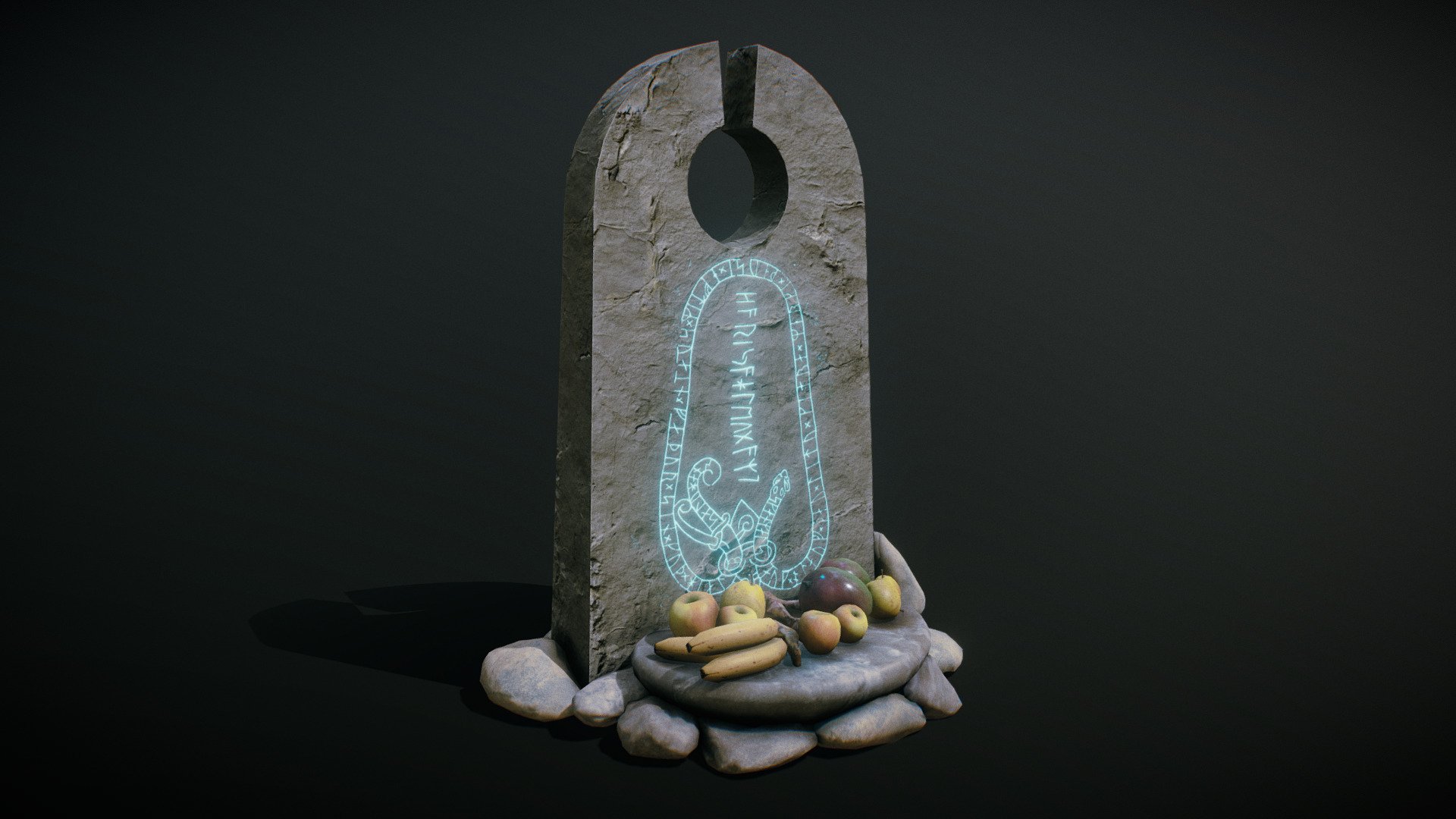 Rune Stone with Secrefice Altar 3d model