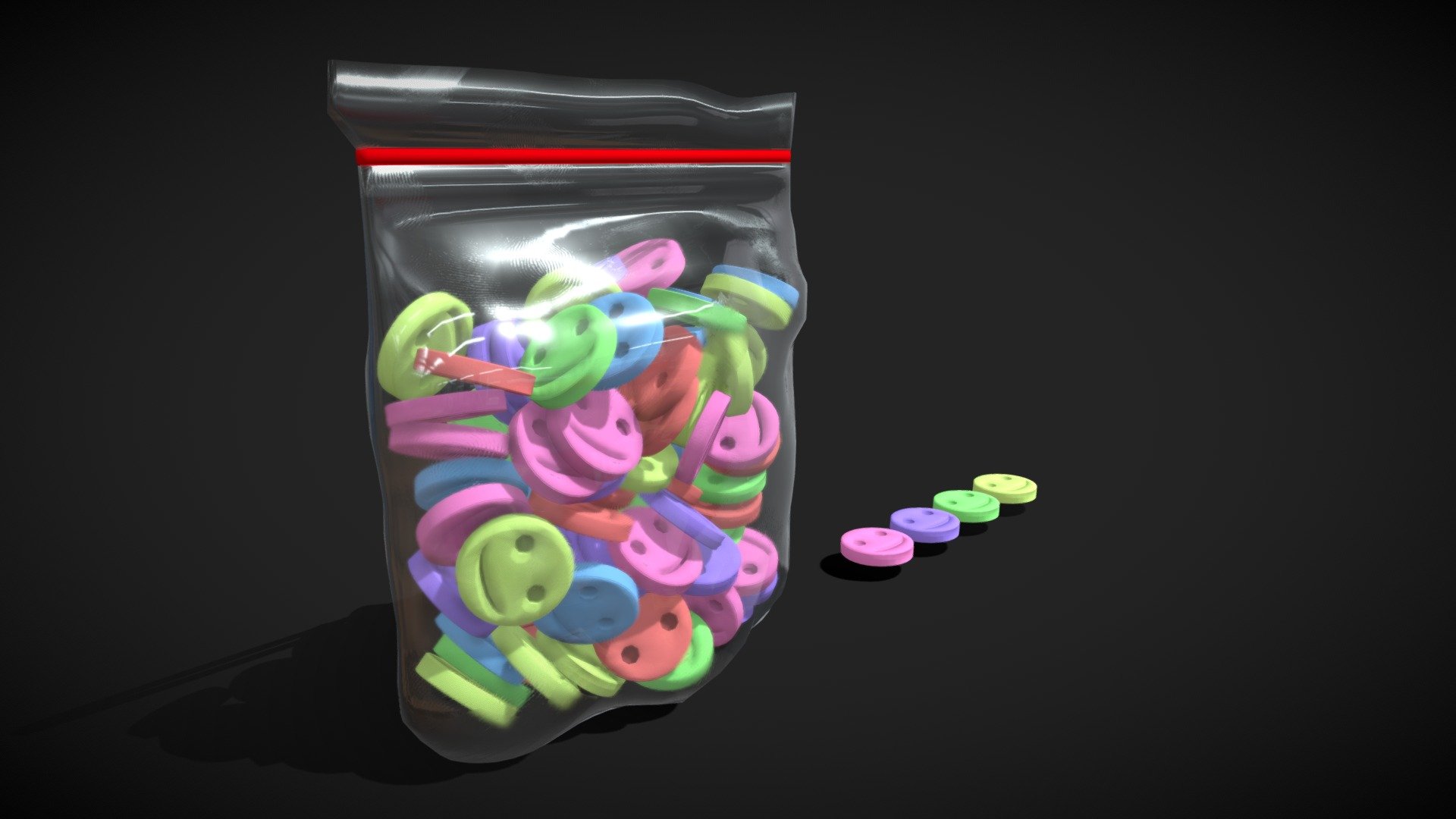 Small Ecstasy Bag and pills 3d model