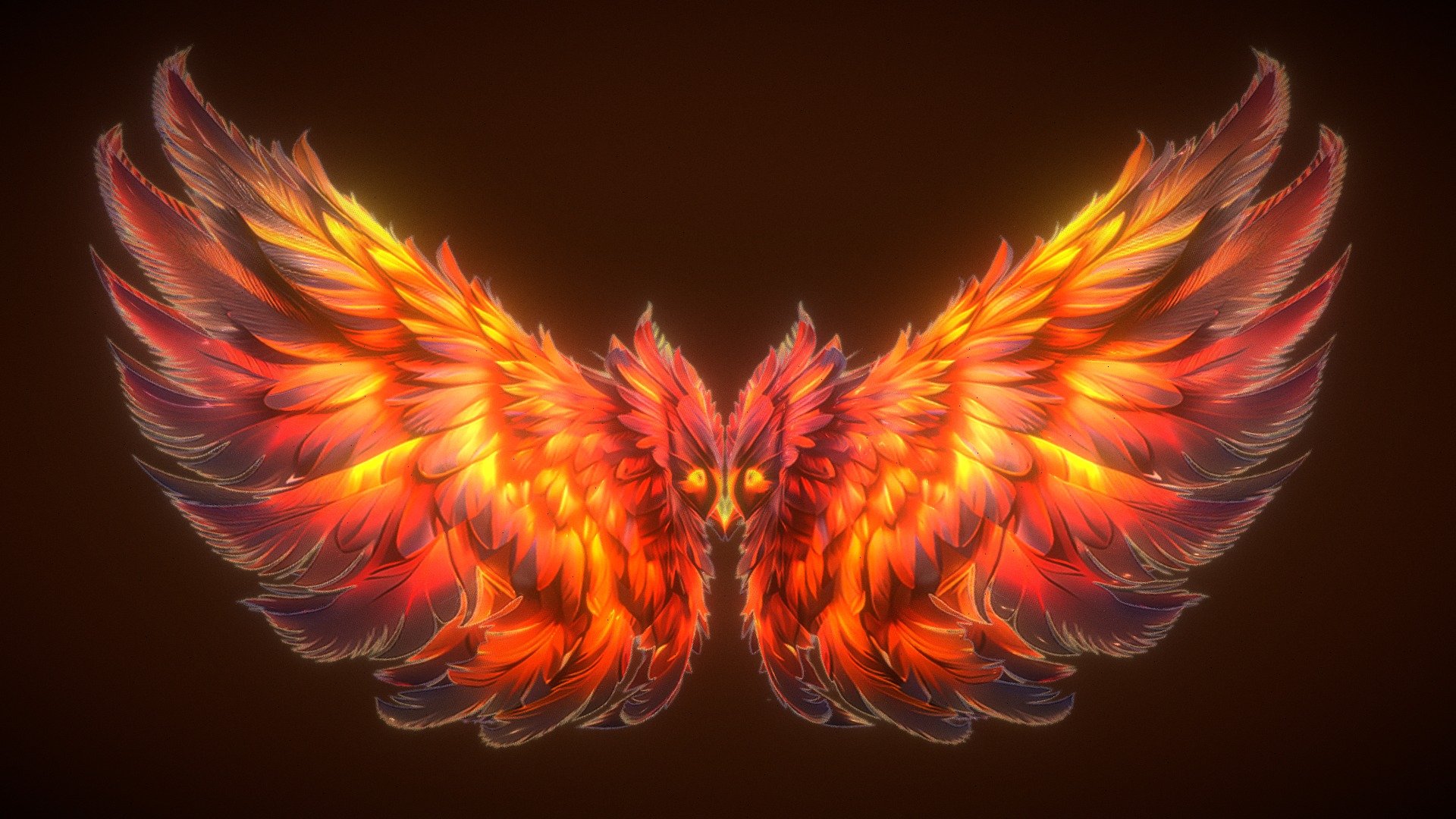 Low Poly Animated Phoenix Wings 3d model