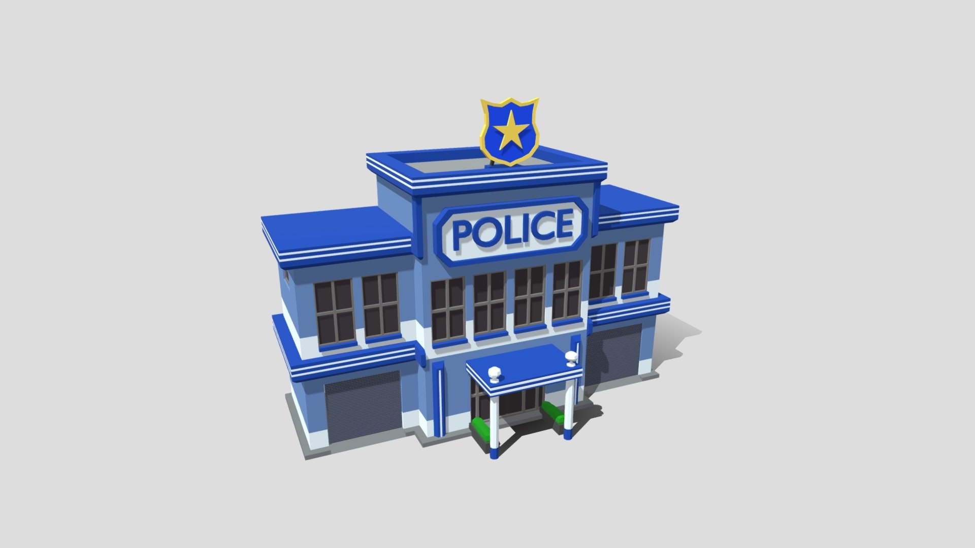 Low poly police station 3d model