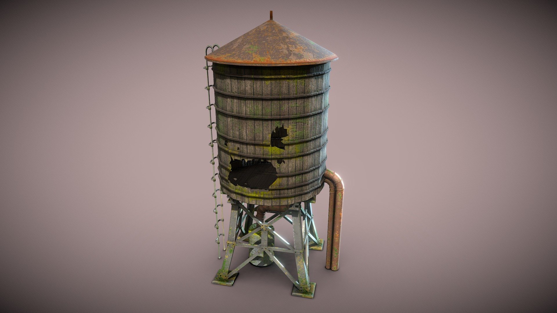 Old New York Watertower 3d model